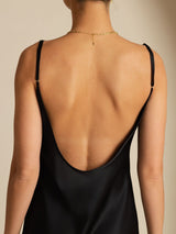 [Black] SilkSilky-UK Spaghetti Strap U Neck Dress 005
