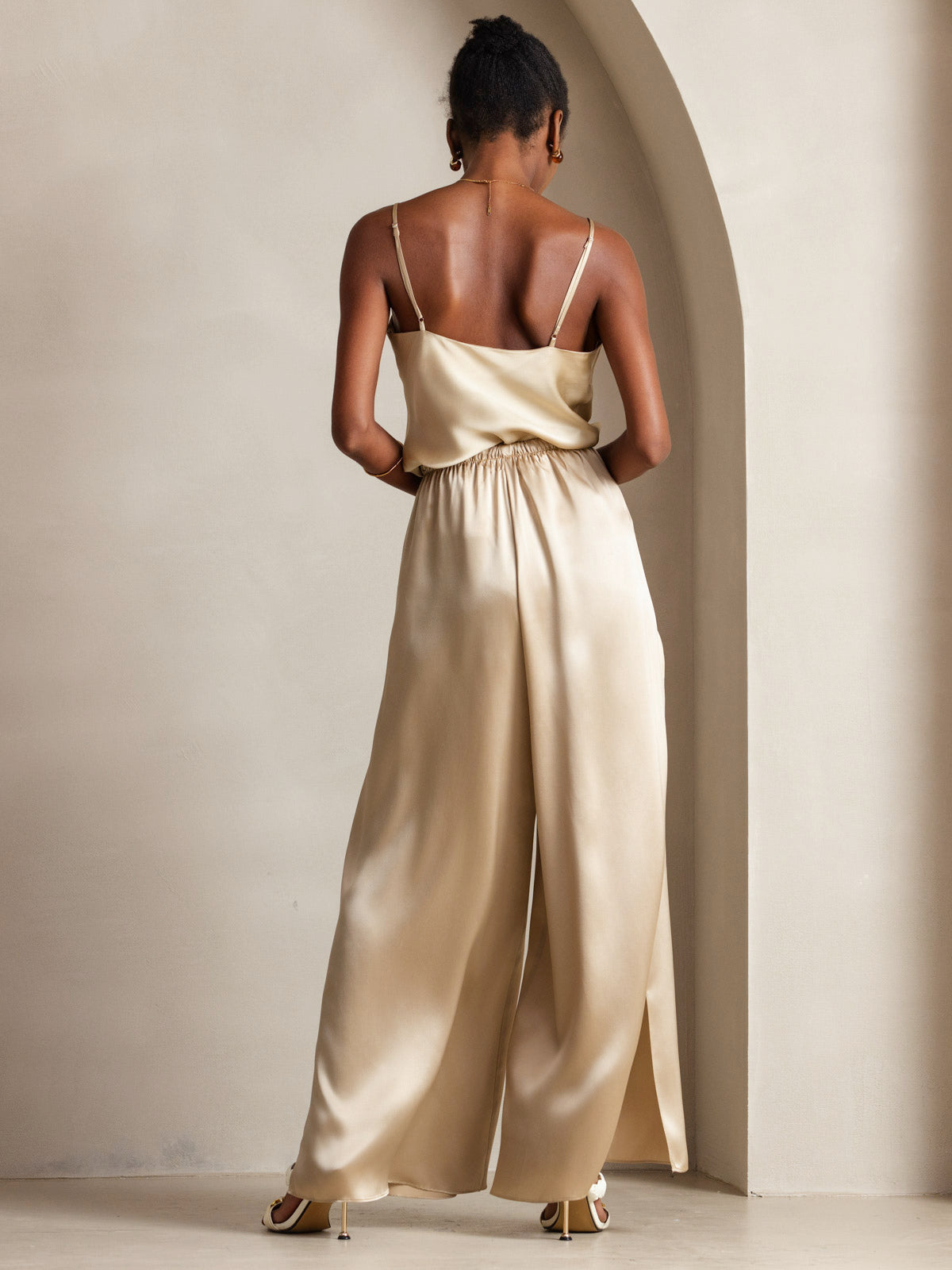 [Champagne] SilkSilky-UK Pure Silk V Neck Camisole 004
