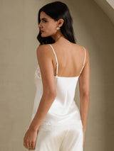 [White] SilkSilky-UK Spaghetti Strap V Neck Camisole 002