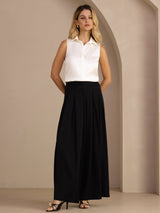 [White] SilkSilky-UK Sleeveless Lapel Collar Women's Shirt 007