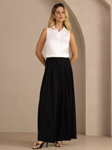 [White] SilkSilky-UK Sleeveless Lapel Collar Women's Shirt 007
