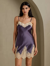 [Purple Gray] SilkSilky-UK Spaghetti Strap V Neck Nightdress 003