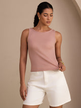 [Pink] SilkSilky-UK Sleeveless Round Neck Camisole 001