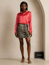 [Imperial Red] SilkSilky-UK Long Sleeve Lapel Collar Women's Shirt 008