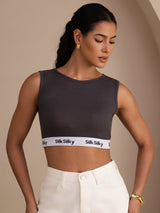 [Gray] SilkSilky-UK Sleeveless Crew Neck Camisole 001