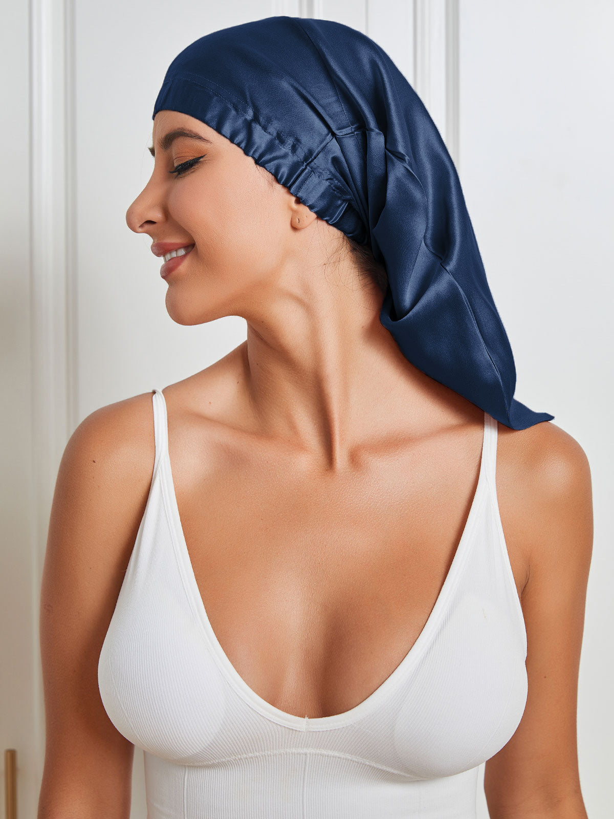 SilkSilky-UK Pure Silk Sleep Cap DarkBlue 004