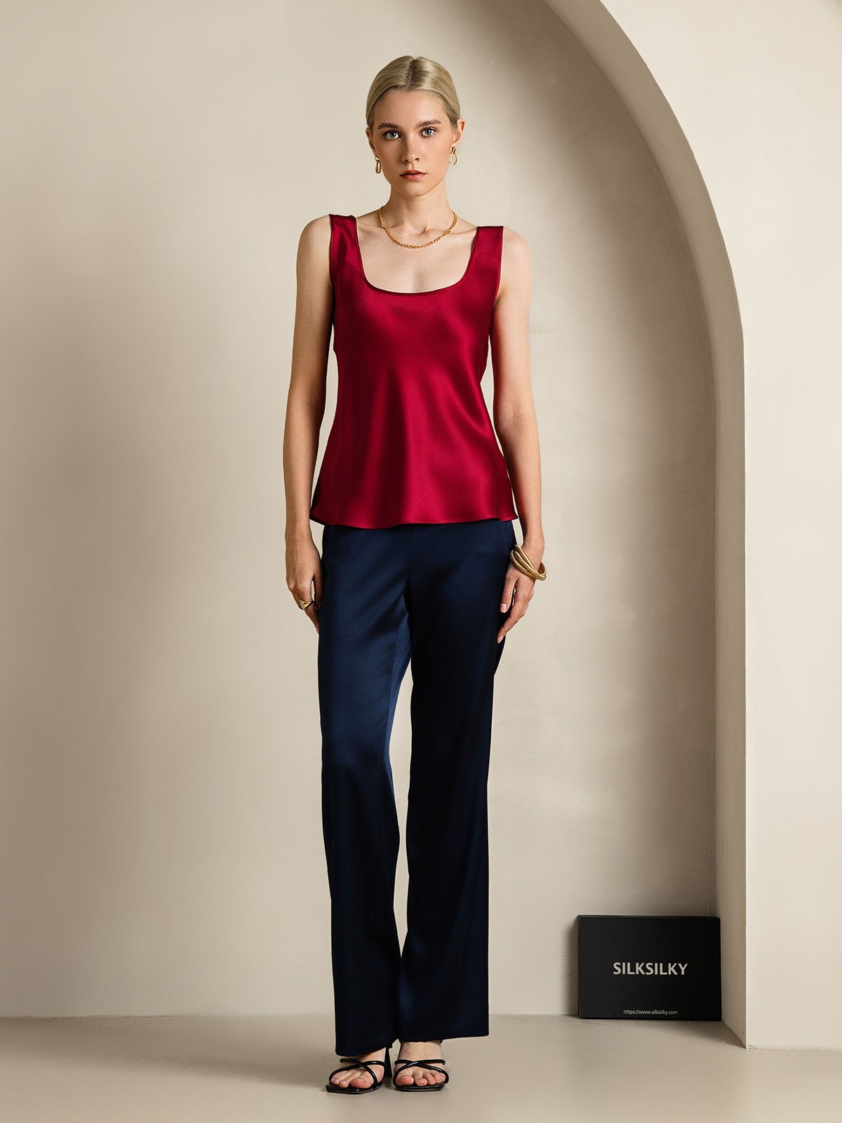[Wine] SilkSilky-UK 19Momme Silk U Neck Camisole 006