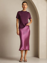 [Purple] SilkSilky-UK Short Sleeve Women's T-Shirt 007