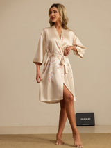 [Champagne] SilkSilky-UK 3/4 Sleeve Women's Dressing Gown 007