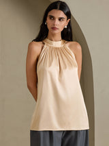 [Champagne] SilkSilky-UK Sleeveless Halter Women's T-Shirt 003