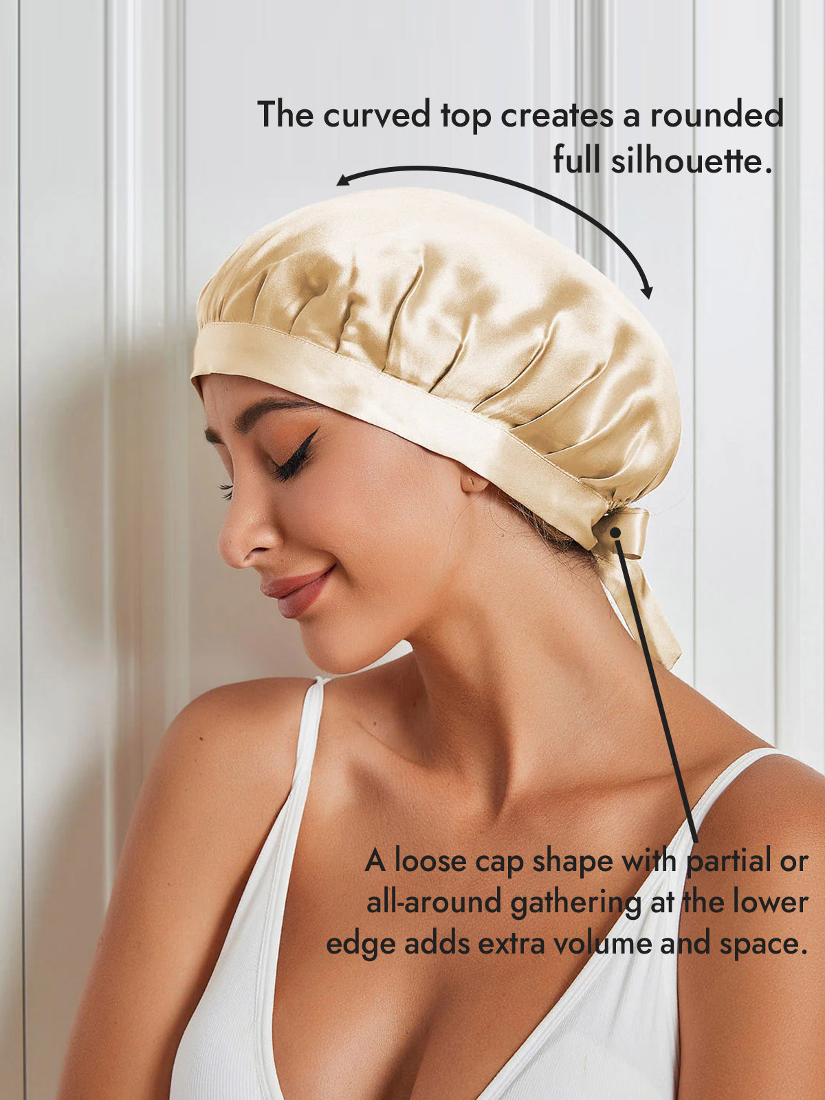 [Champagne] SilkSilky-UK Pure Silk Sleep Cap 003