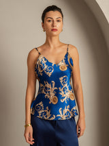 [Navy Dragon] SilkSilky-UK Pure Silk V Neck Camisole 003,