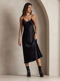 SilkSilky-UK Pure Silk Sleeveless Round Neck Dress Black 005