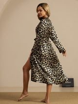 [Leopard] SilkSilky-UK Long Sleeve Women's Dressing Gown 002