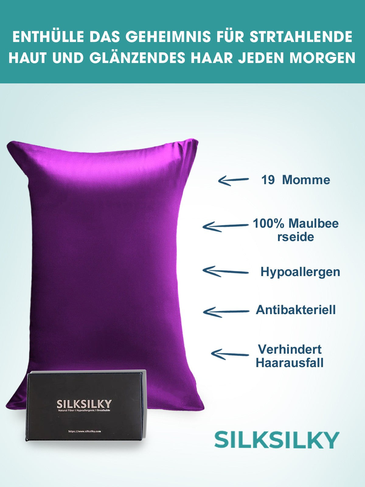[Purple] SilkSilky-UK 19Momme Pure Silk Pillowcase 002