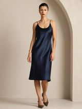 [Dark Blue] SilkSilky-UK Spaghetti Strap U Neck Dress 001