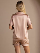 [Tuscany] SilkSilky-UK Short Sleeve Lapel Collar Women's Pyjamas 002