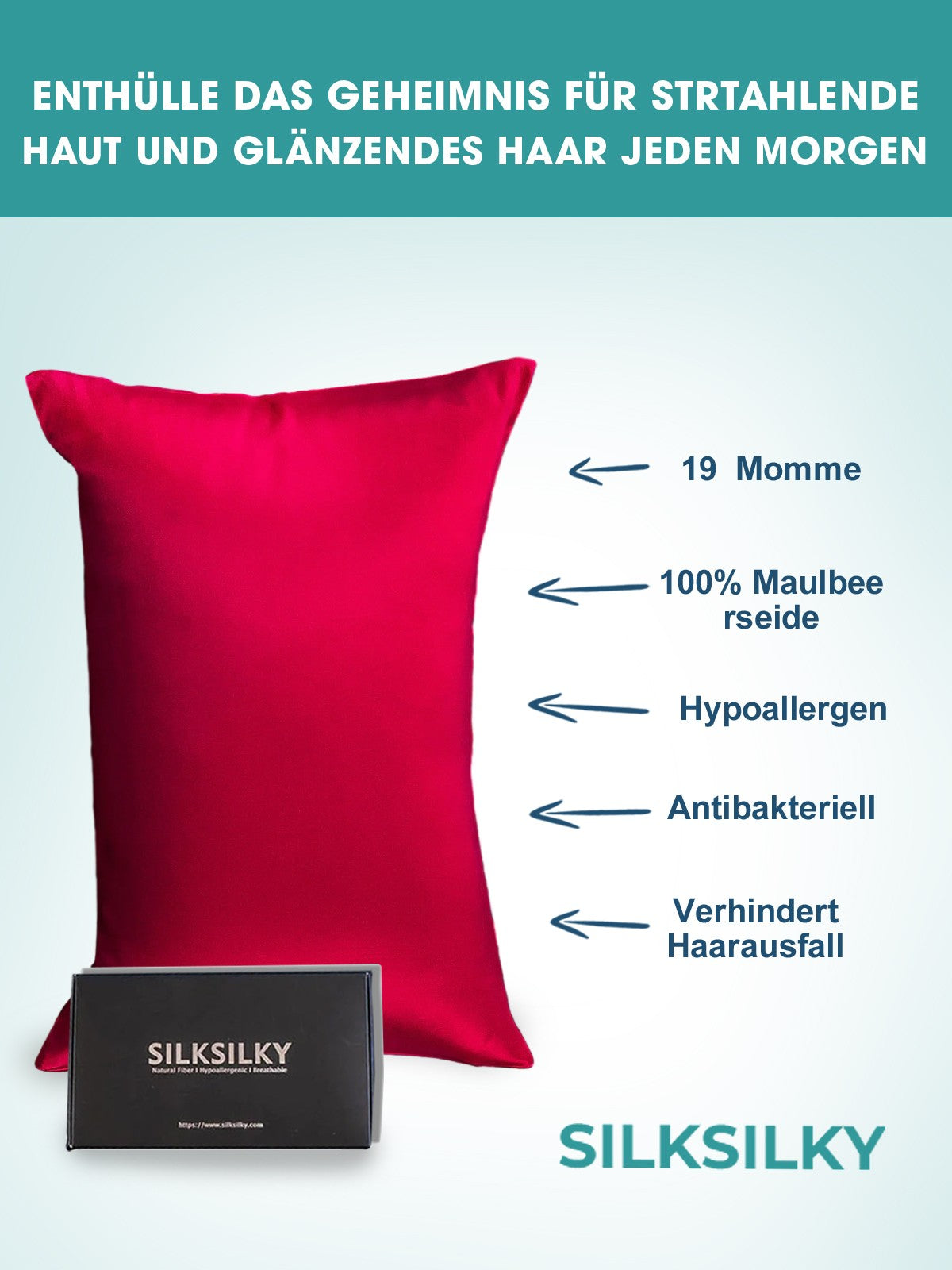 [Wine] SilkSilky-UK 19Momme Pure Silk Pillowcase 002
