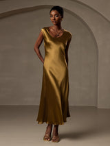 [Brown] SilkSilky-UK Cap Sleeve Dress 004