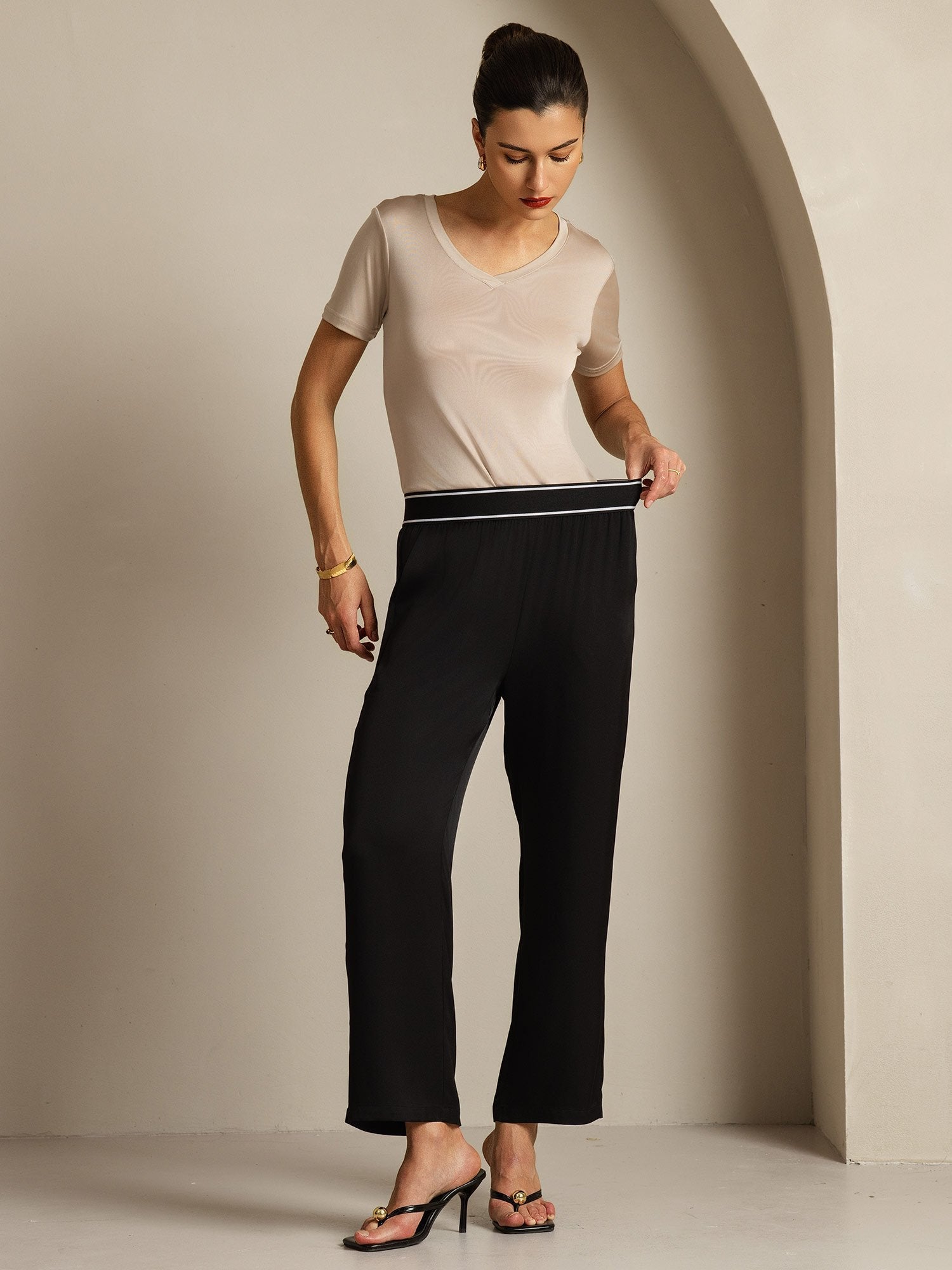 [Black] SilkSilky-UK 22Momme Silk Womens Pants 006