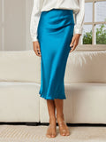 SilkSilky-UK 19Momme Pure Silk Skirt Teal 001