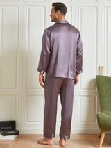 [Purple Gray] SilkSilky-UK Long Sleeve Notch Collar Men's Pyjamas 002