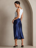 SilkSilky-UK 19Momme Pure Silk Skirt DarkBlue 002