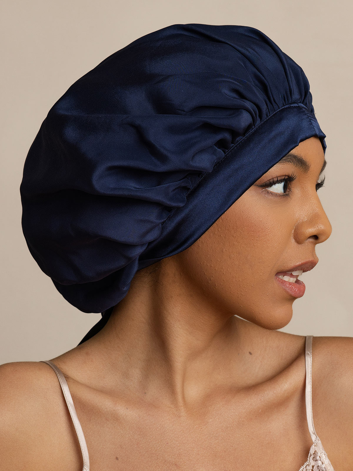 [Dark Blue] SilkSilky-UK Pure Silk Sleep Cap 005