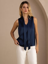 [Dark Blue] SilkSilky-UK Sleeveless Tie Neck Camisole 003