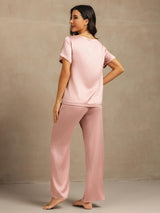 [Peach Skin] SilkSilky-UK 19Momme Machine-Washable Silk Short Sleeve Women's Pyjamas 002