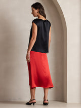 [Black] SilkSilky-UK Cap Sleeve Round Neck Women's T-Shirt 002