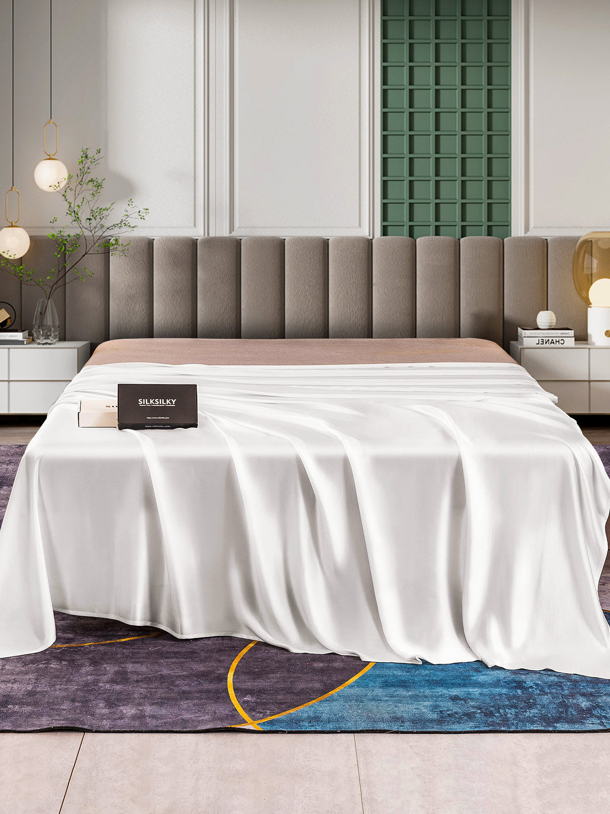 [White] SilkSilky-UK 25Momme Pure Silk Sheet 002