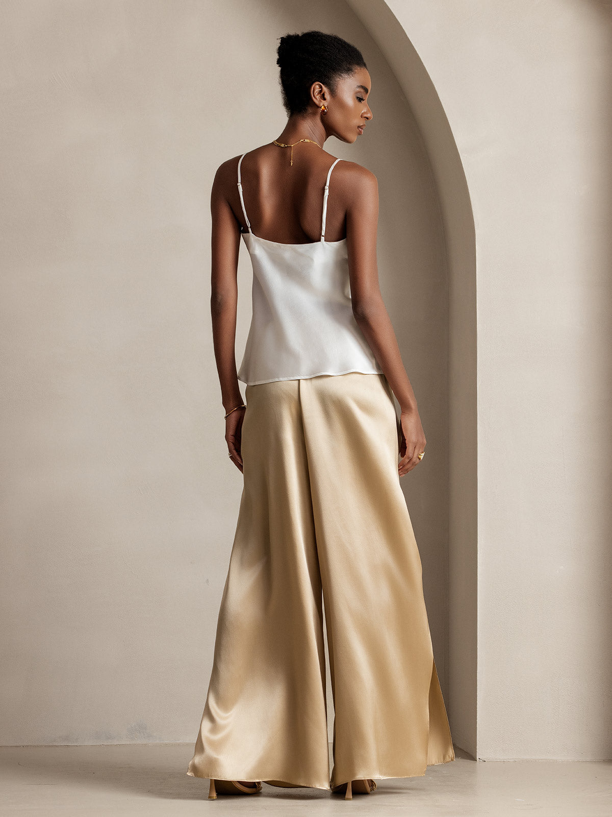 [Champagne] SilkSilky-UK 19Momme Silk Split Women's Pants 002