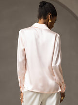 [Pink] SilkSilky-UK Long Sleeve Lapel Collar Women's Shirt 002