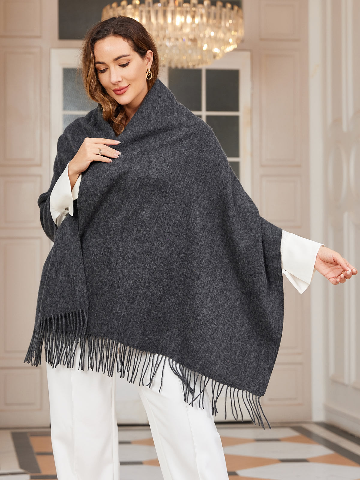 [Dark Gray] SilkSilky-UK Wool Scarf 001