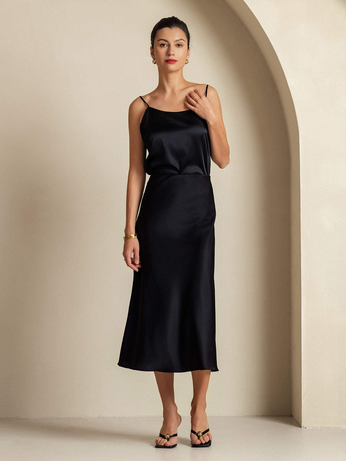 [Black] SilkSilky-UK 19Momme Pure Silk Womens Outfit Sets 006,