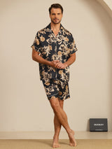 [Black Dragon] SilkSilky-UK Short Sleeve Lapel Collar Men's Pyjamas 007