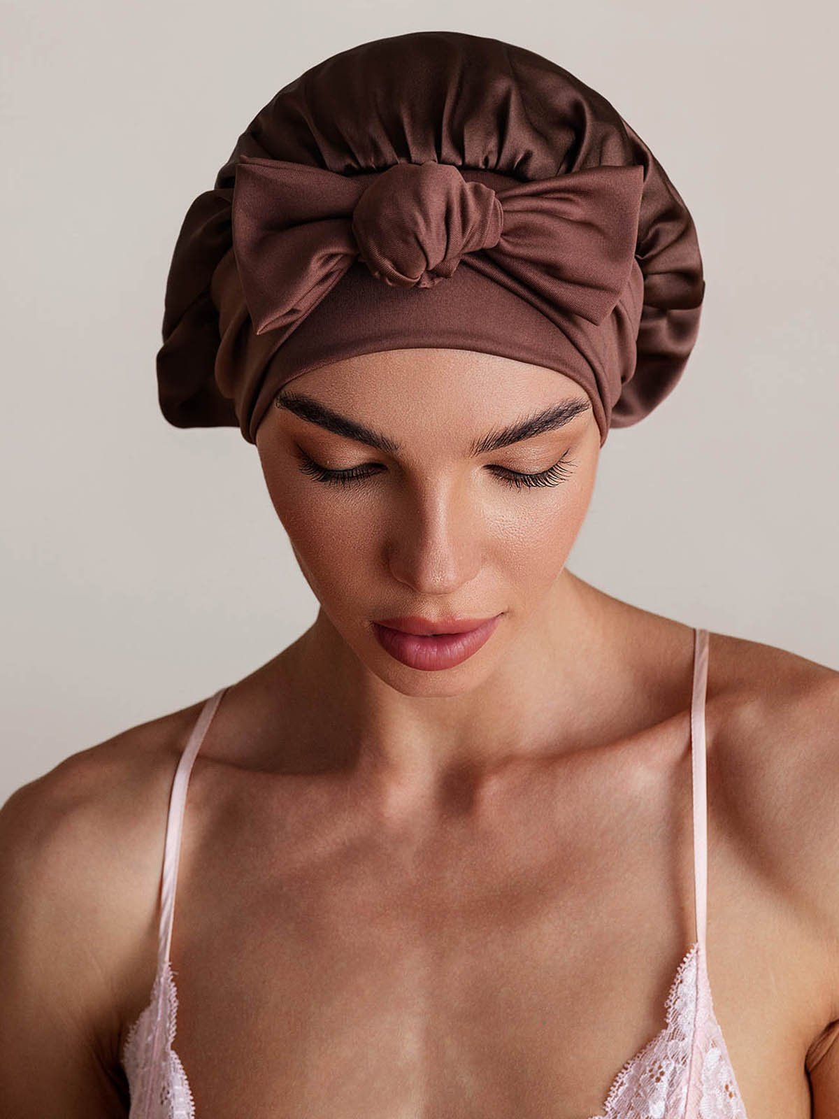 [Coffee] SilkSilky-UK Pure Silk Sleep Cap 006