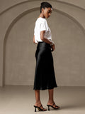 SilkSilky UK 19Momme Pure Silk Skirt Black 002