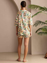 [Sand Crocodile] SilkSilky-UK Half Sleeve Lapel Collar Women's Pyjamas 002