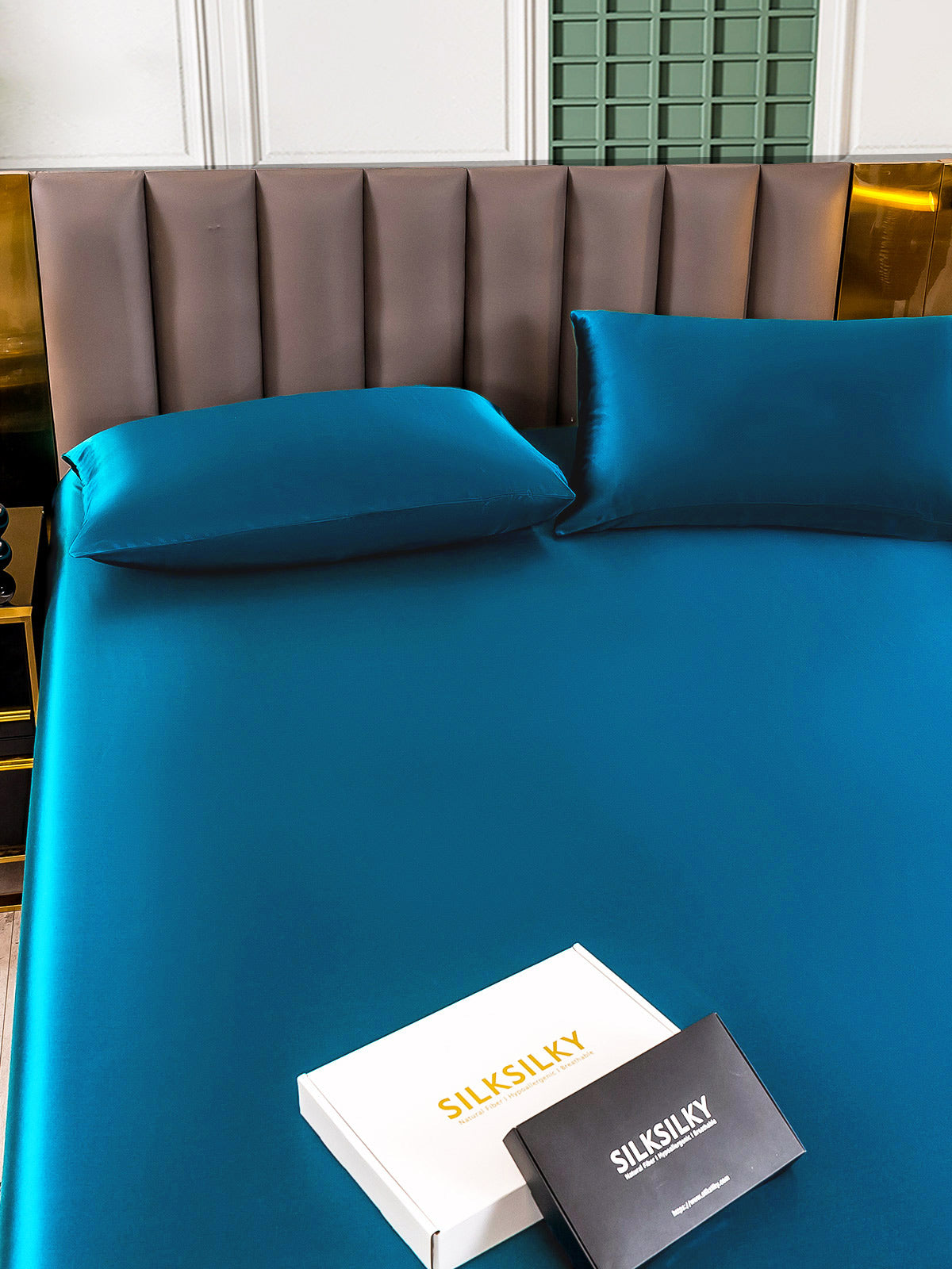 [Teal] SilkSilky-UK 25Momme Pure Silk Bedding Set 005