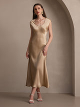 [Champagne] SilkSilky-UK Cap Sleeve Dress 007