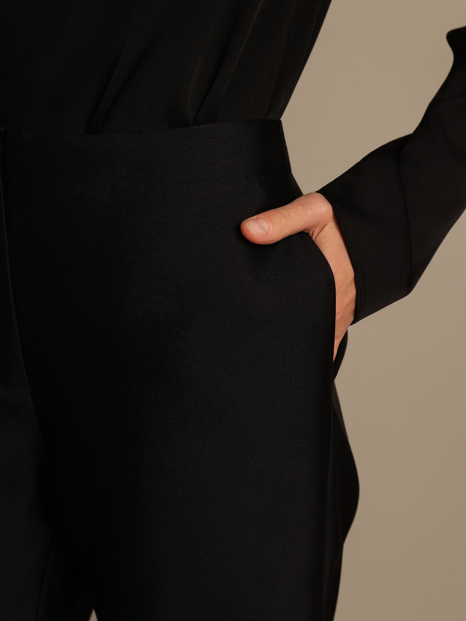 [Black] SilkSilky-UK 32Momme Silk-Wool Blend Womens Pants 004,