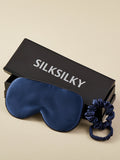 SilkSilky UK 19Momme Pure Silk Eye Mask DarkBlue 001