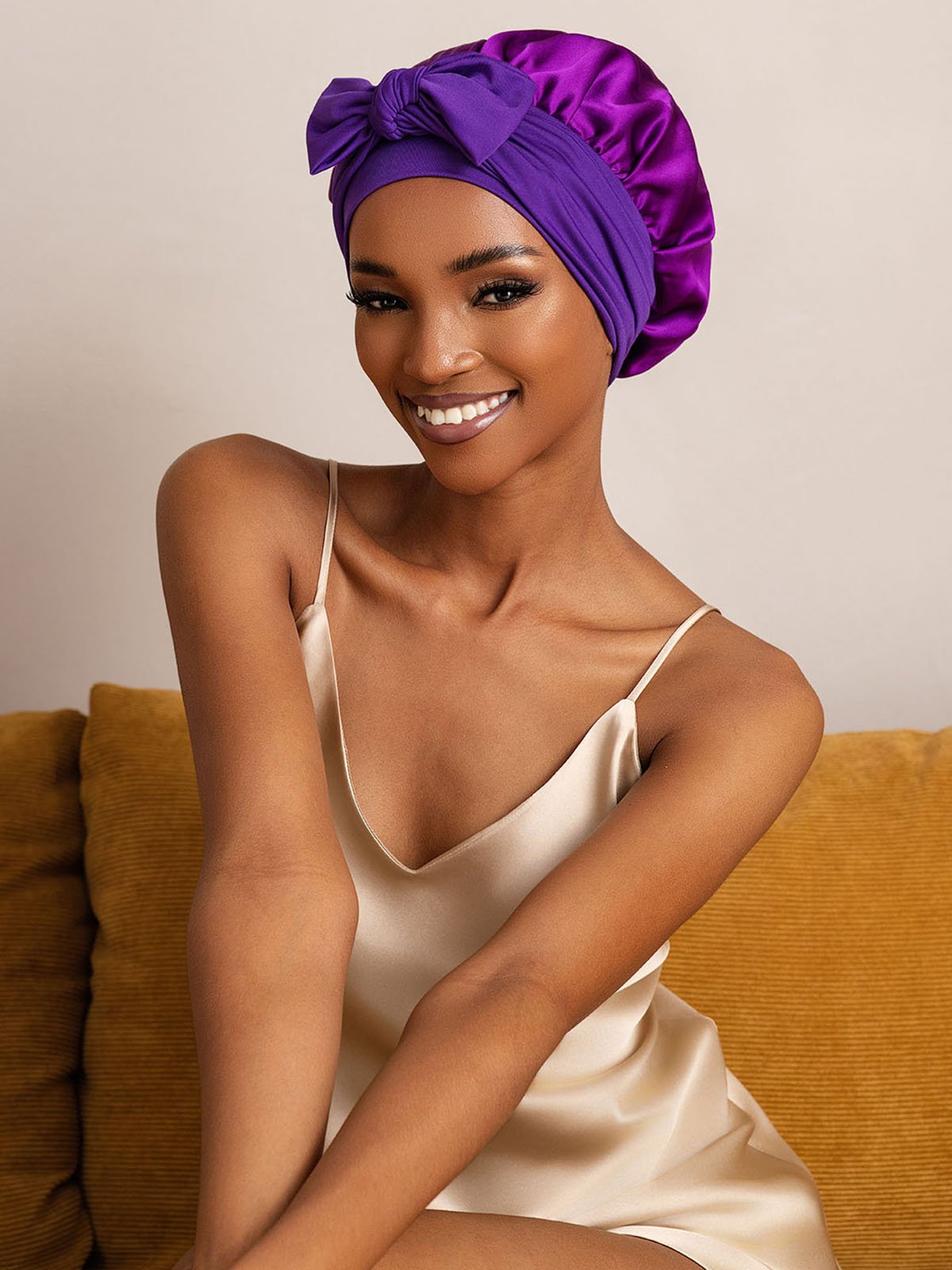 [Purple] SilkSilky-UK Pure Silk Sleep Cap 004