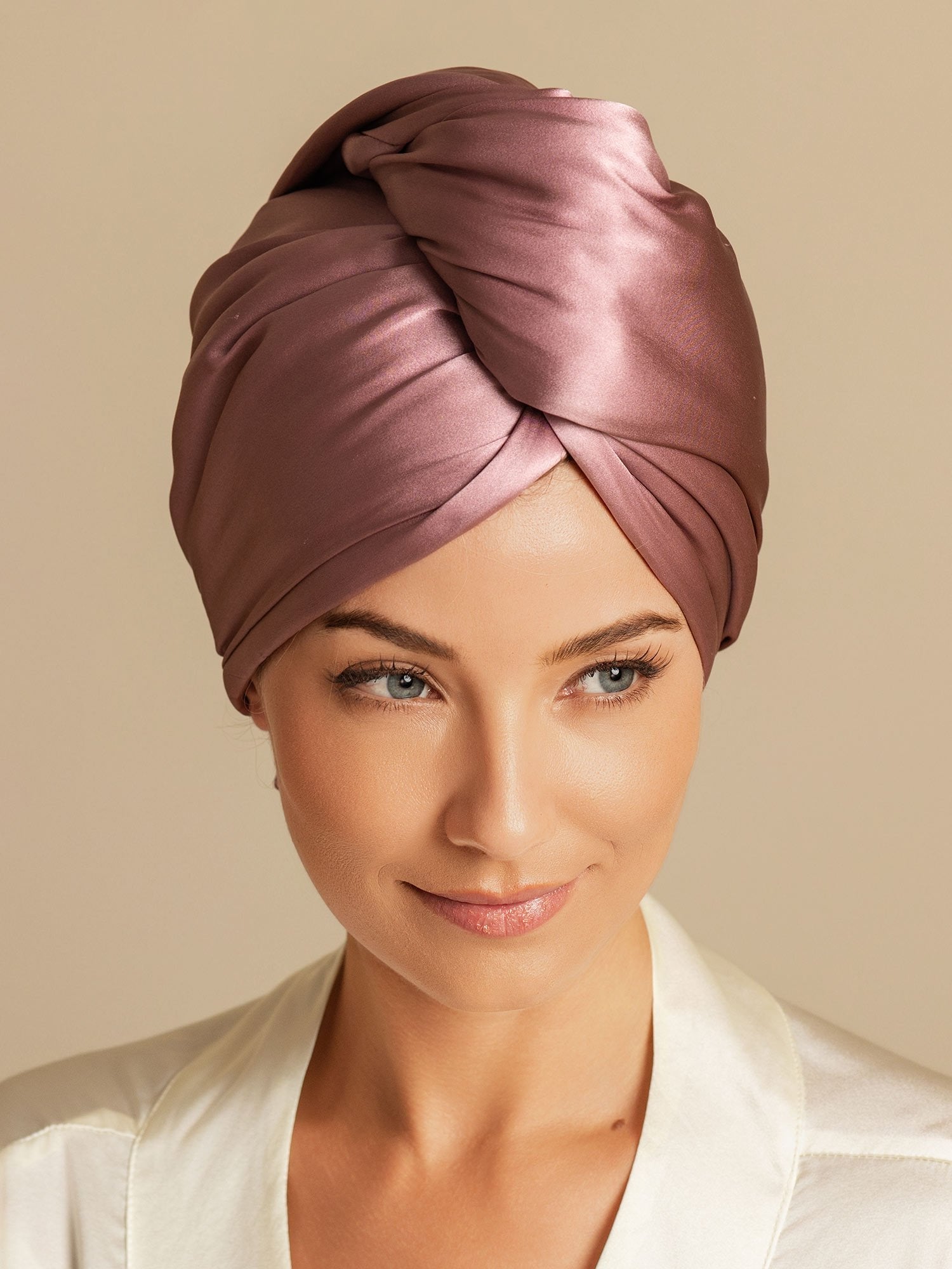 [Pale Mauve] SilkSilky-UK Pure Silk Wrap Hair Towel Wrap 004,
