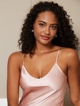 [Pink] SilkSilky-UK Spaghetti Strap V Neck Nightdress 006