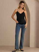 [Black] SilkSilky-UK Spaghetti Strap V Neck Camisole 008