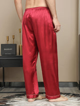 [Red] SilkSilky-UK Pure Silk Mens Sleep Bottoms 002,
