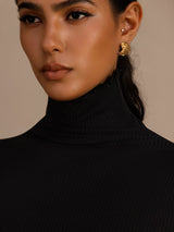 [Black] SilkSilky-UK Long Sleeve Turtle Neck Women's T-Shirt 006
